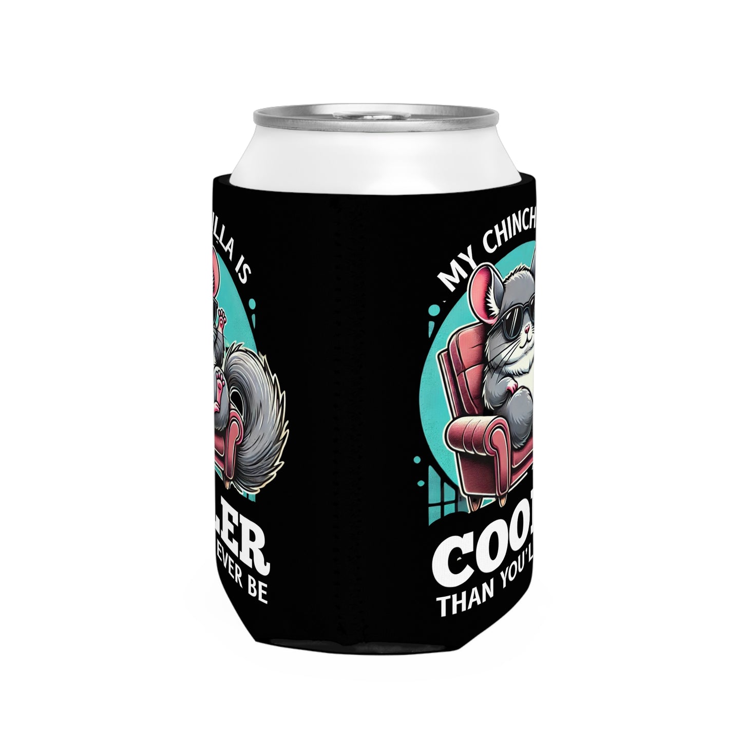 Cool Chinchilla Can Cooler Sleeve - Fun Beverage Holder with Sunglasses Design