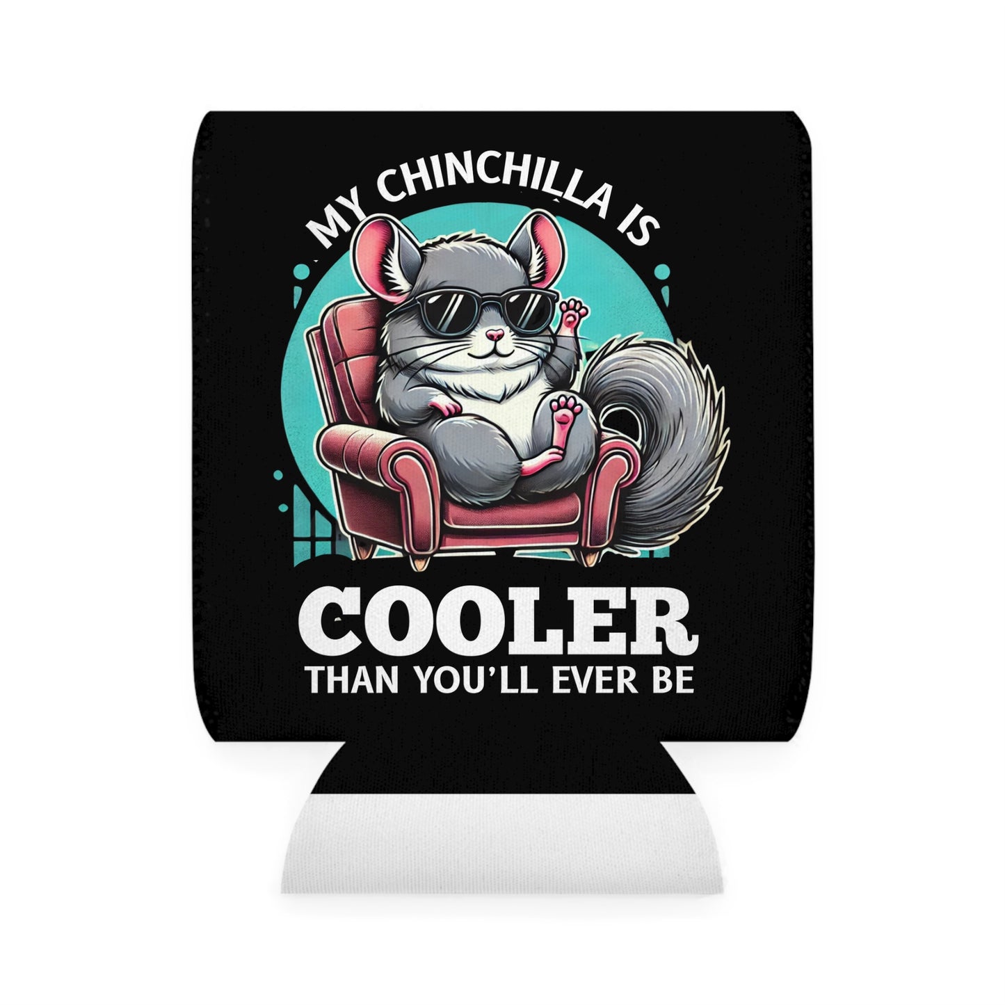 Cool Chinchilla Can Cooler Sleeve - Fun Beverage Holder with Sunglasses Design