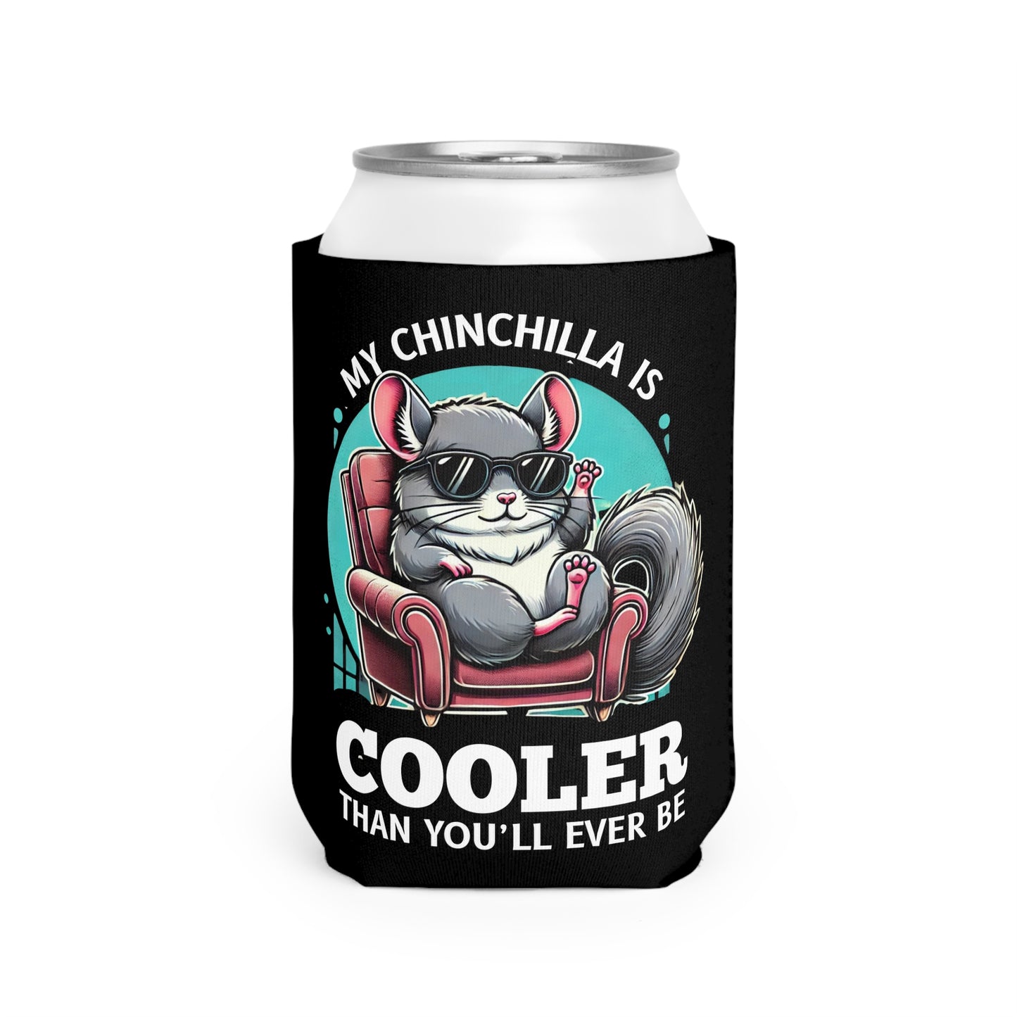Cool Chinchilla Can Cooler Sleeve - Fun Beverage Holder with Sunglasses Design