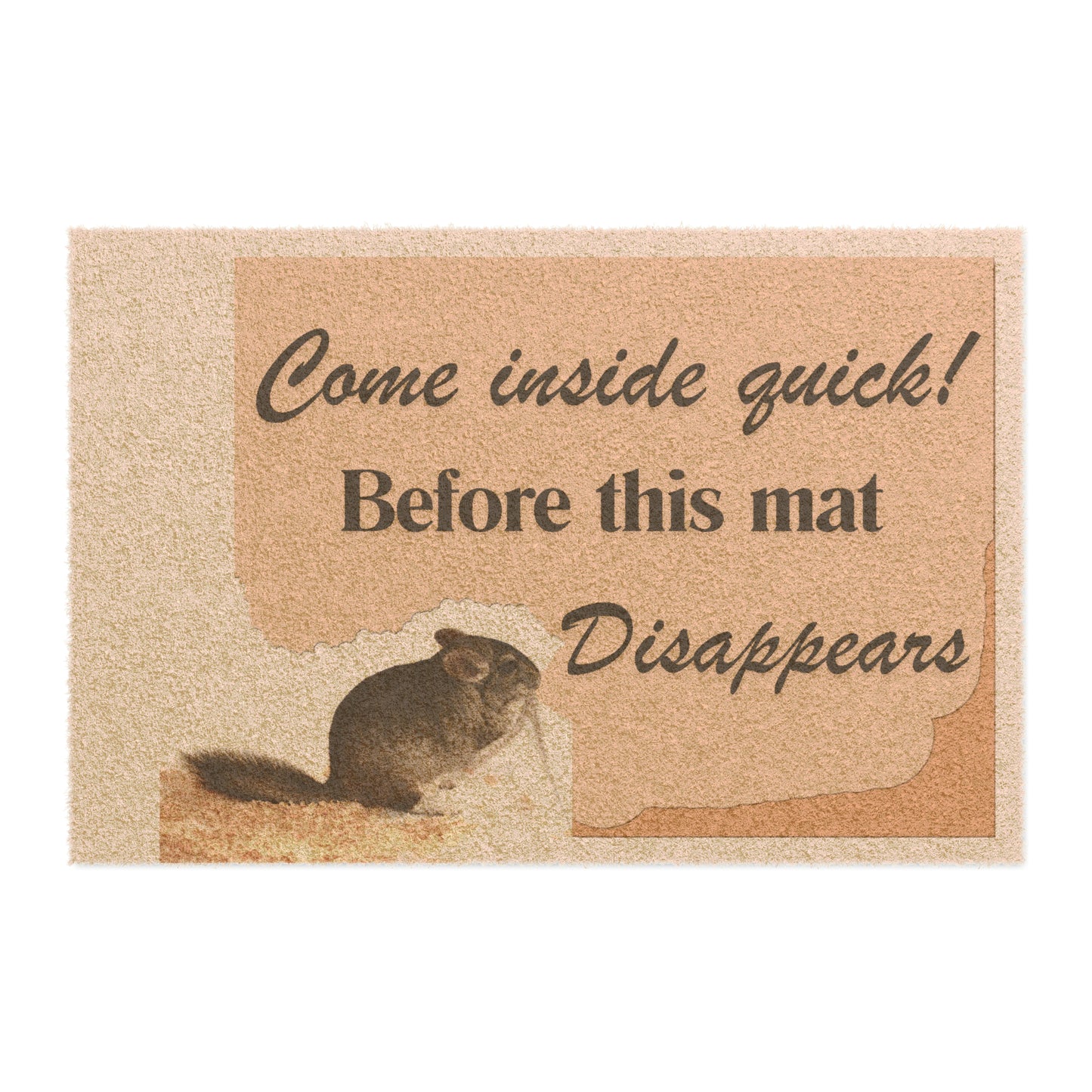 Chinchilla Themed Door Mat - Come inside quick! Before This Mat Disappears!