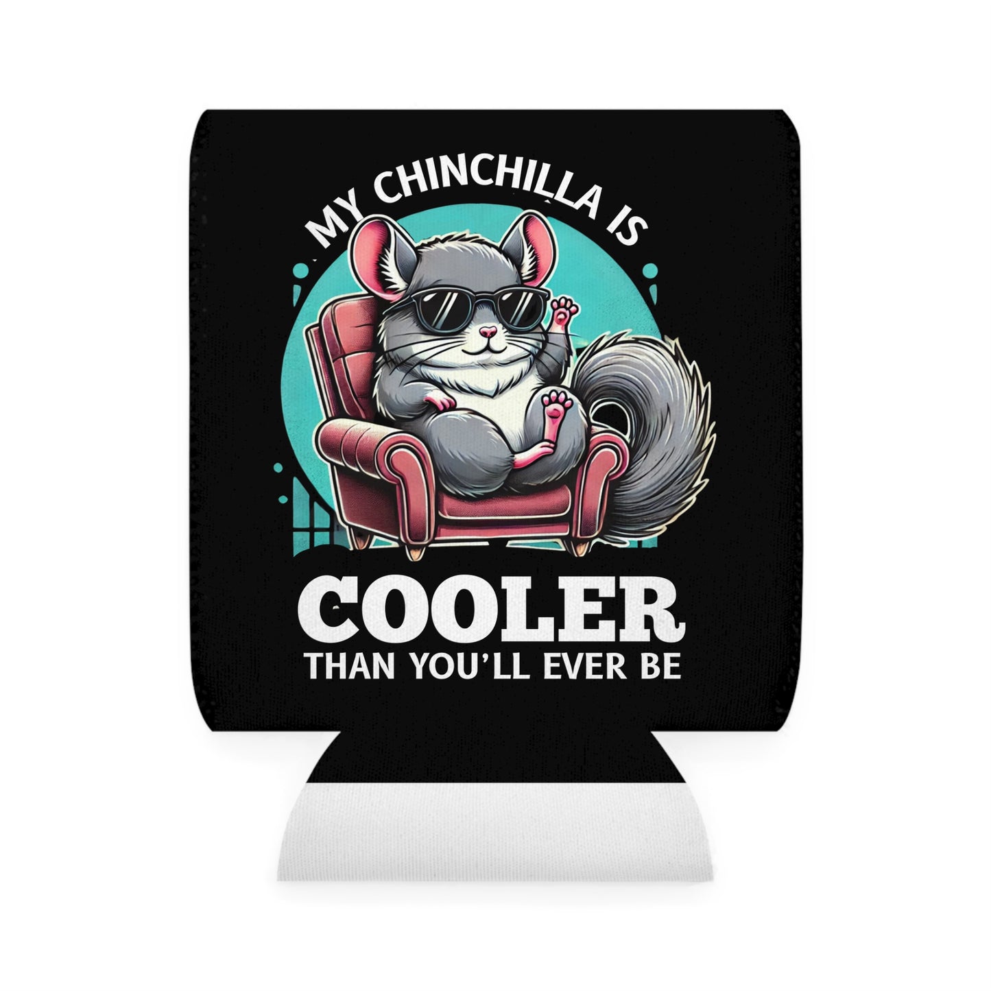 Cool Chinchilla Can Cooler Sleeve - Fun Beverage Holder with Sunglasses Design