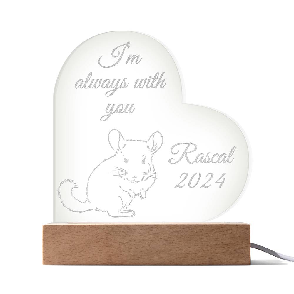 Chinchilla Memorial Plaque with Acrylic Backlit LED Stand