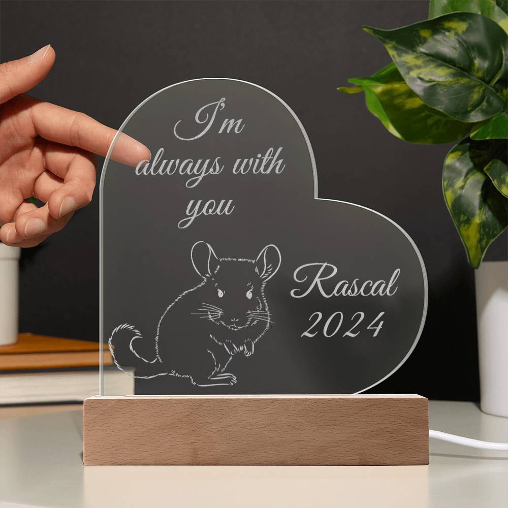 Chinchilla Memorial Plaque with Acrylic Backlit LED Stand