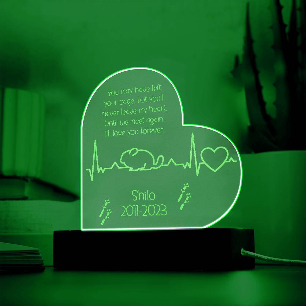 Chinchilla Memorial Gift | Etched Acrylic LED Plaque: Remembering Your Chinchilla Forever - Etched Acrylic LED Plaque