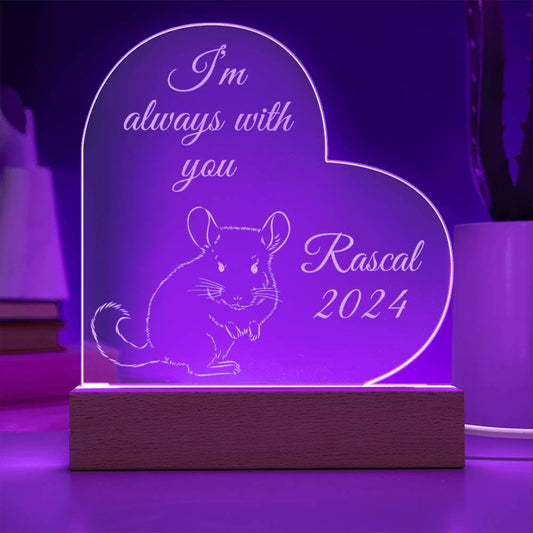 Chinchilla Memorial Plaque with Acrylic Backlit LED Stand