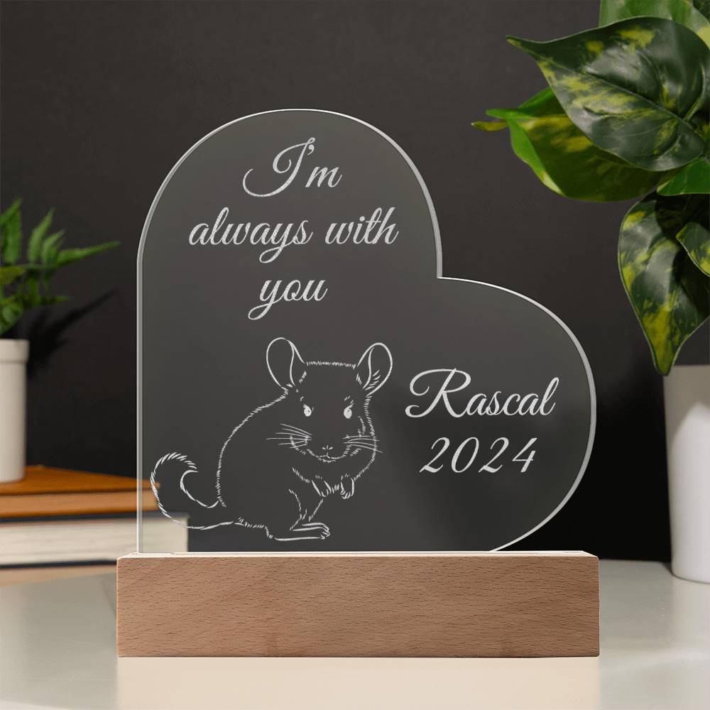 Chinchilla Memorial Plaque with Acrylic Backlit LED Stand