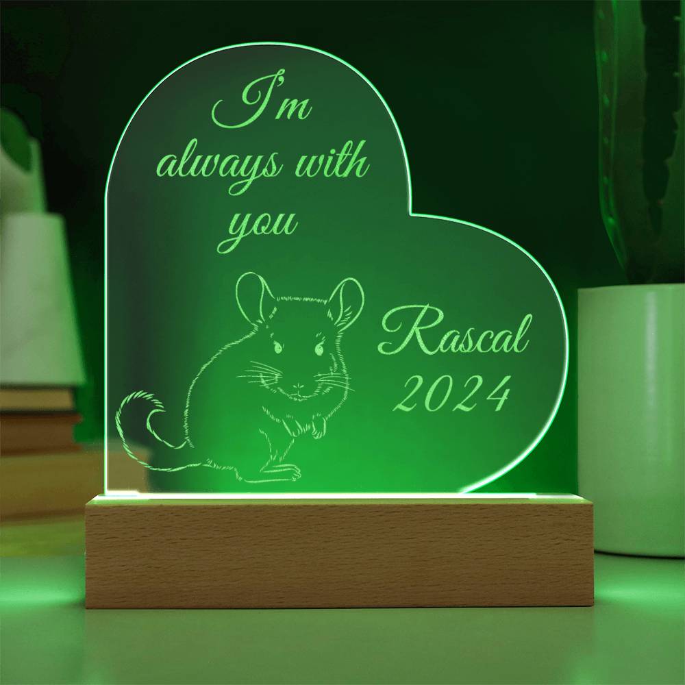 Chinchilla Memorial Plaque with Acrylic Backlit LED Stand