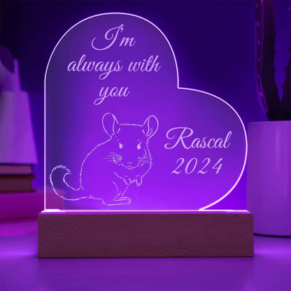 Chinchilla Memorial Plaque with Acrylic Backlit LED Stand