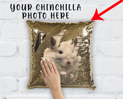 Custom Chinchilla Throw Pillow - Mermaid Picture Reveal: Design Your Own Chinchilla Throw Pillow